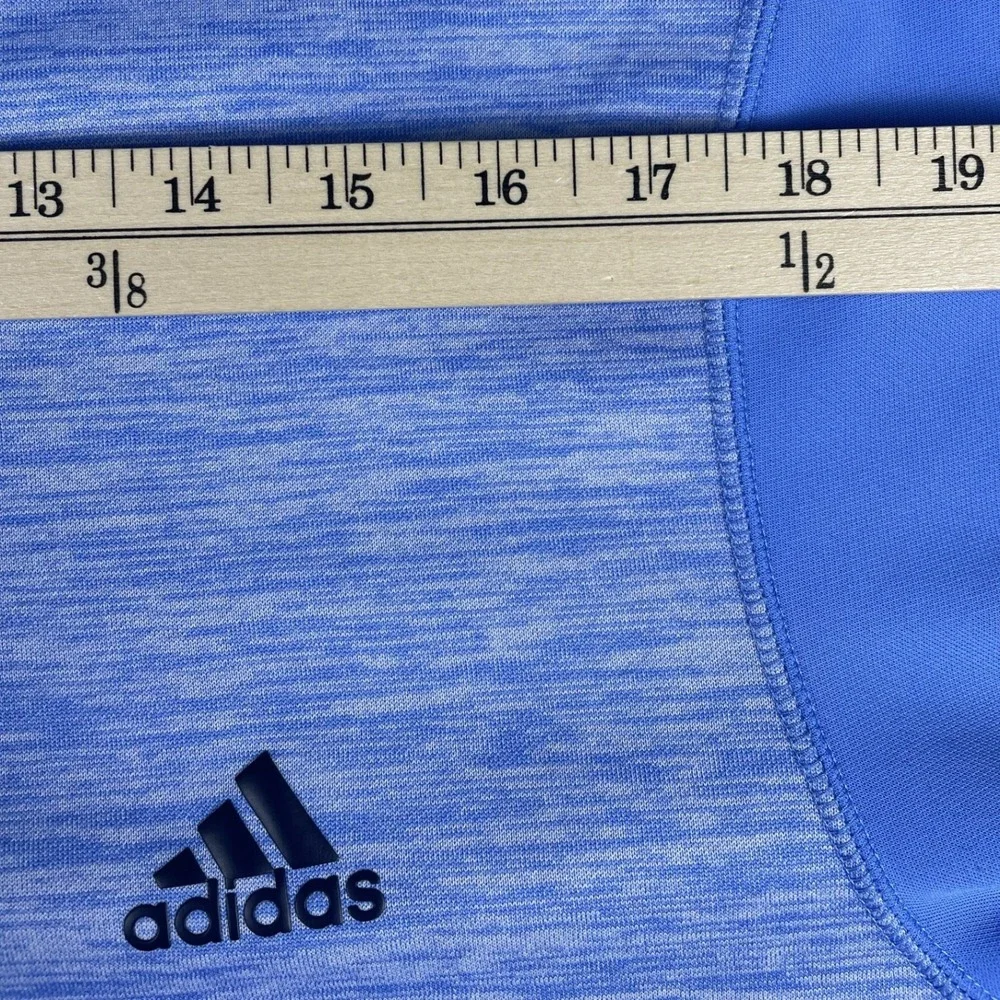 Adidas Pullover Mens L Blue Quarter Zip Heathered Performance Golf Activewear